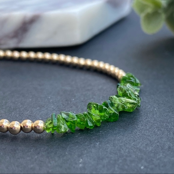 Chrome Diopside Bracelet 14k Gold filled beaded bracelet dainty stack bracelet - Picture 5 of 7